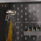 Modern Steel Multi-Shelf Sideboard with Pegboard Back