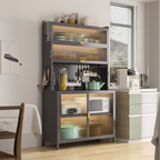 Modern Steel Multi-Shelf Sideboard with Pegboard Back