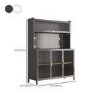 Modern Steel Multi-Shelf Sideboard with Pegboard Back