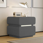 Modern Black Leather Top  2 Drawers Accent Nightstand