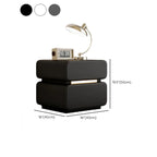 Modern Black Leather Top  2 Drawers Accent Nightstand