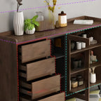 4-Drawer Taupe Wood Sideboard with Glass Doors
