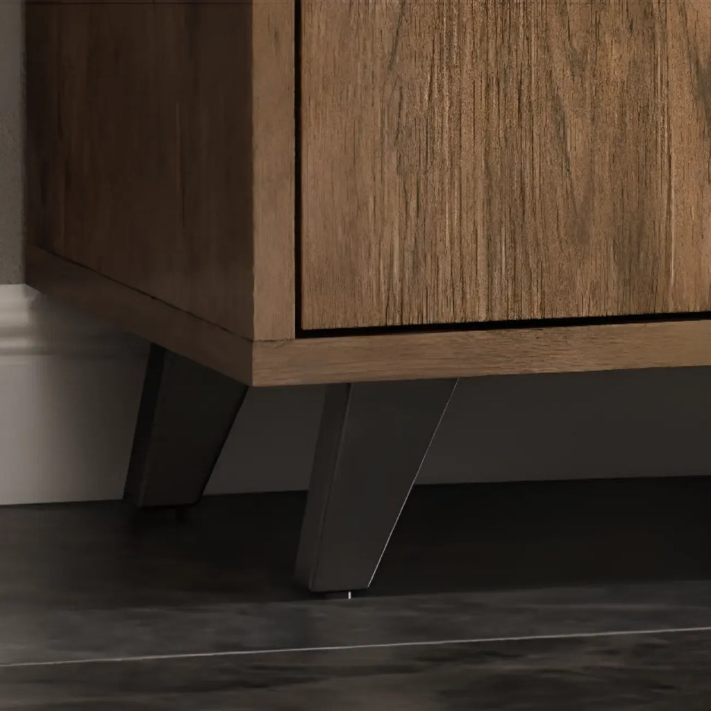 4-Drawer Taupe Wood Sideboard with Glass Doors