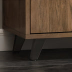 4-Drawer Taupe Wood Sideboard with Glass Doors
