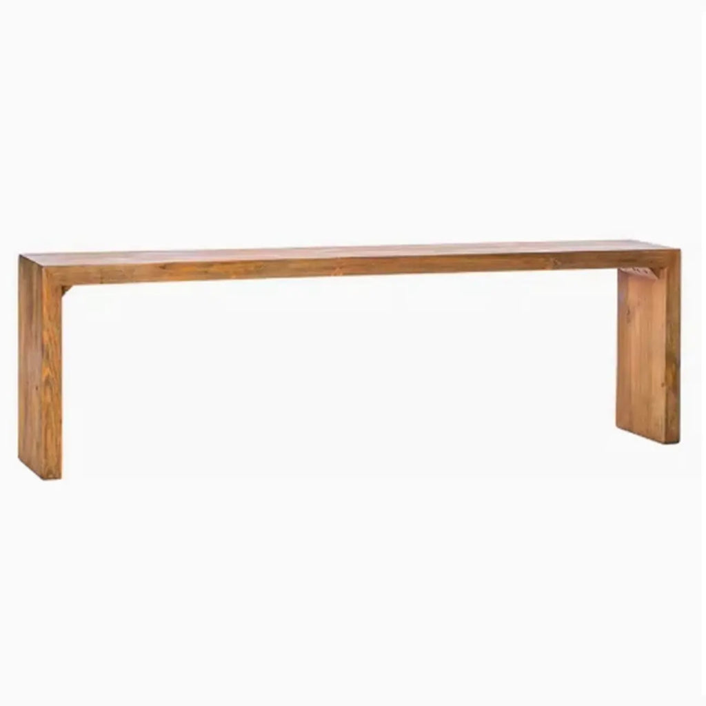Minimalistic Long Natural Finish Wooden Entryway Bench