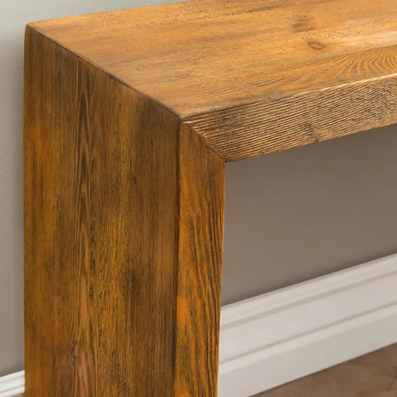 Minimalistic Long Natural Finish Wooden Entryway Bench