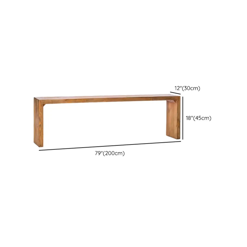 Minimalistic Long Natural Finish Wooden Entryway Bench