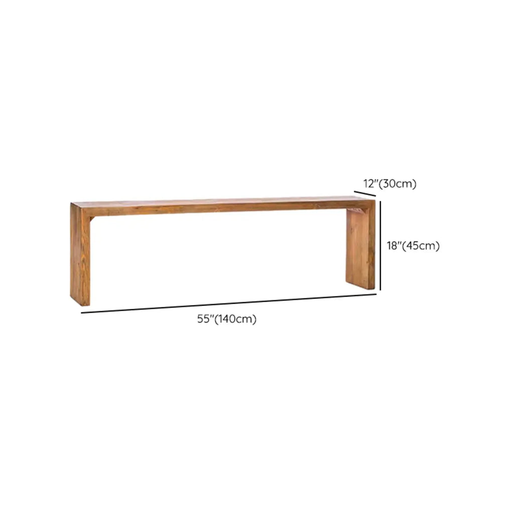 Minimalistic Long Natural Finish Wooden Entryway Bench