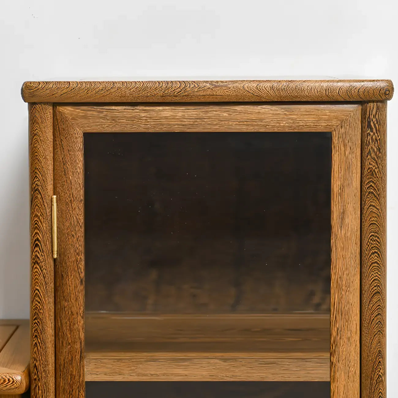 Vintage Wooden Display Cabinet with Glass Doors