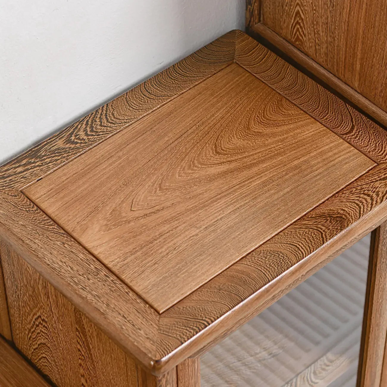 Vintage Wooden Display Cabinet with Glass Doors