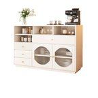 Art Deco Black Wood 4 Drawers Sideboard with Glass Doors