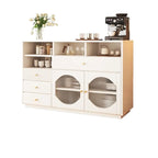 Art Deco Black Wood 4 Drawers Sideboard with Glass Doors