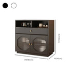 Art Deco Black Wood 4 Drawers Sideboard with Glass Doors