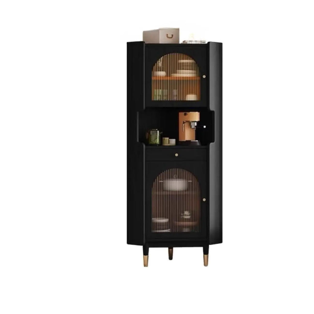 Tall Wooden 5-Tier Open Storage Display Buffet Cabinet