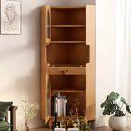 Tall Wooden 5-Tier Open Storage Display Buffet Cabinet