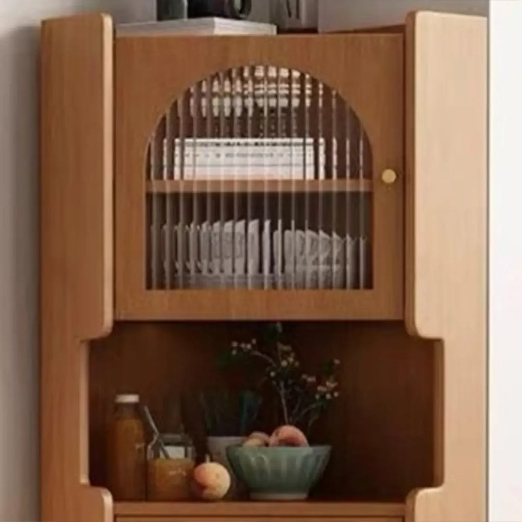 Tall Wooden 5-Tier Open Storage Display Buffet Cabinet