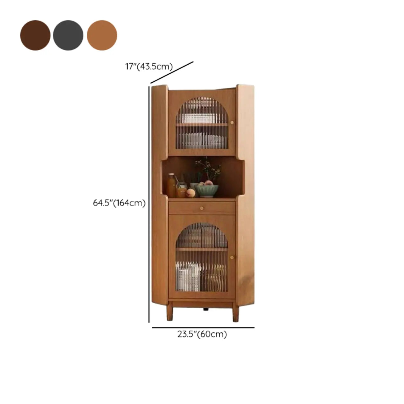 Tall Wooden 5-Tier Open Storage Display Buffet Cabinet