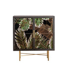 Plant Pattern Glass Door Storage Sideboard with Gold Legs