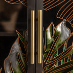 Plant Pattern Glass Door Storage Sideboard with Gold Legs