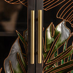 Plant Pattern Glass Door Storage Sideboard with Gold Legs