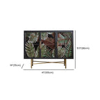 Plant Pattern Glass Door Storage Sideboard with Gold Legs