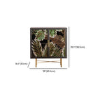 Plant Pattern Glass Door Storage Sideboard with Gold Legs