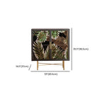 Plant Pattern Glass Door Storage Sideboard with Gold Legs