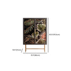 Plant Pattern Glass Door Storage Sideboard with Gold Legs