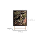 Plant Pattern Glass Door Storage Sideboard with Gold Legs
