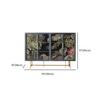 Plant Pattern Glass Door Storage Sideboard with Gold Legs