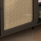 Kitchen Espresso Wood Black Rattan Door Sideboard