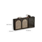 Kitchen Espresso Wood Black Rattan Door Sideboard