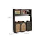 Kitchen Espresso Wood Black Rattan Door Sideboard