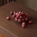 Brown Wood Rectangular 3-Tier Rolling Side Table