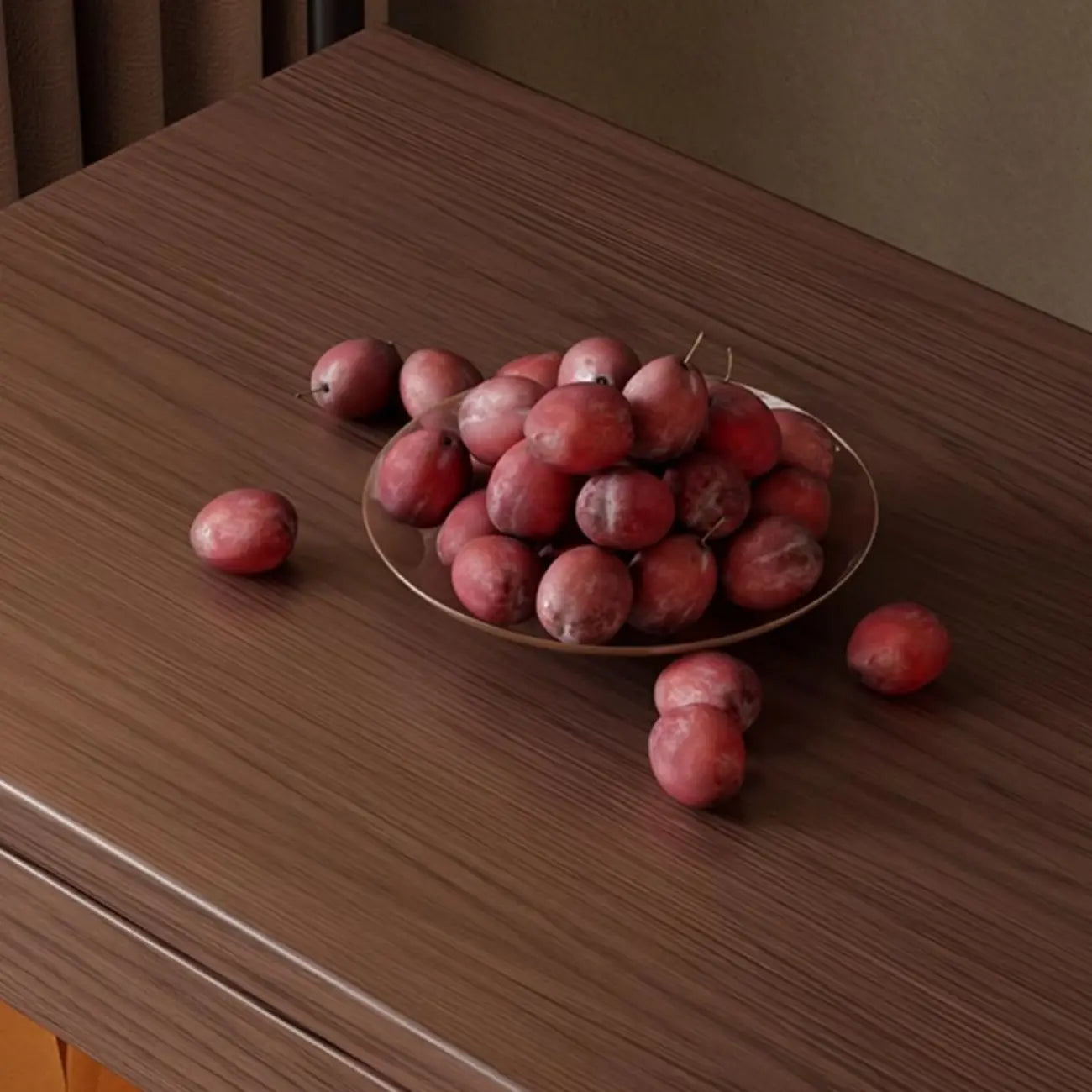 Brown Wood Rectangular 3-Tier Rolling Side Table