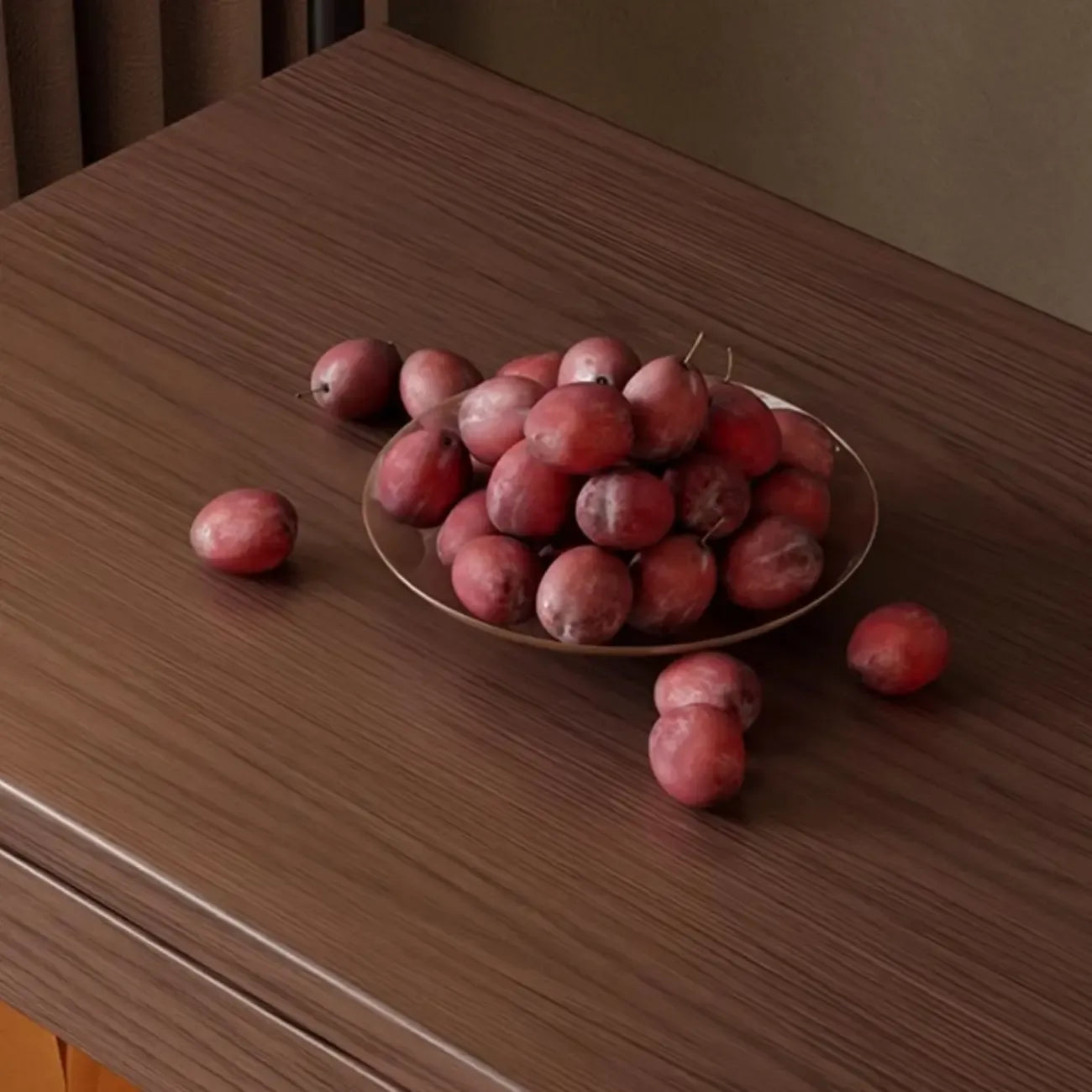 Brown Wood Rectangular 3-Tier Rolling Side Table