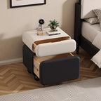 Sleek Black & White Two Drawers Bedside Nightstand
