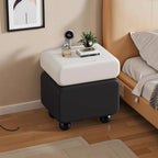 Sleek Black & White Two Drawers Bedside Nightstand