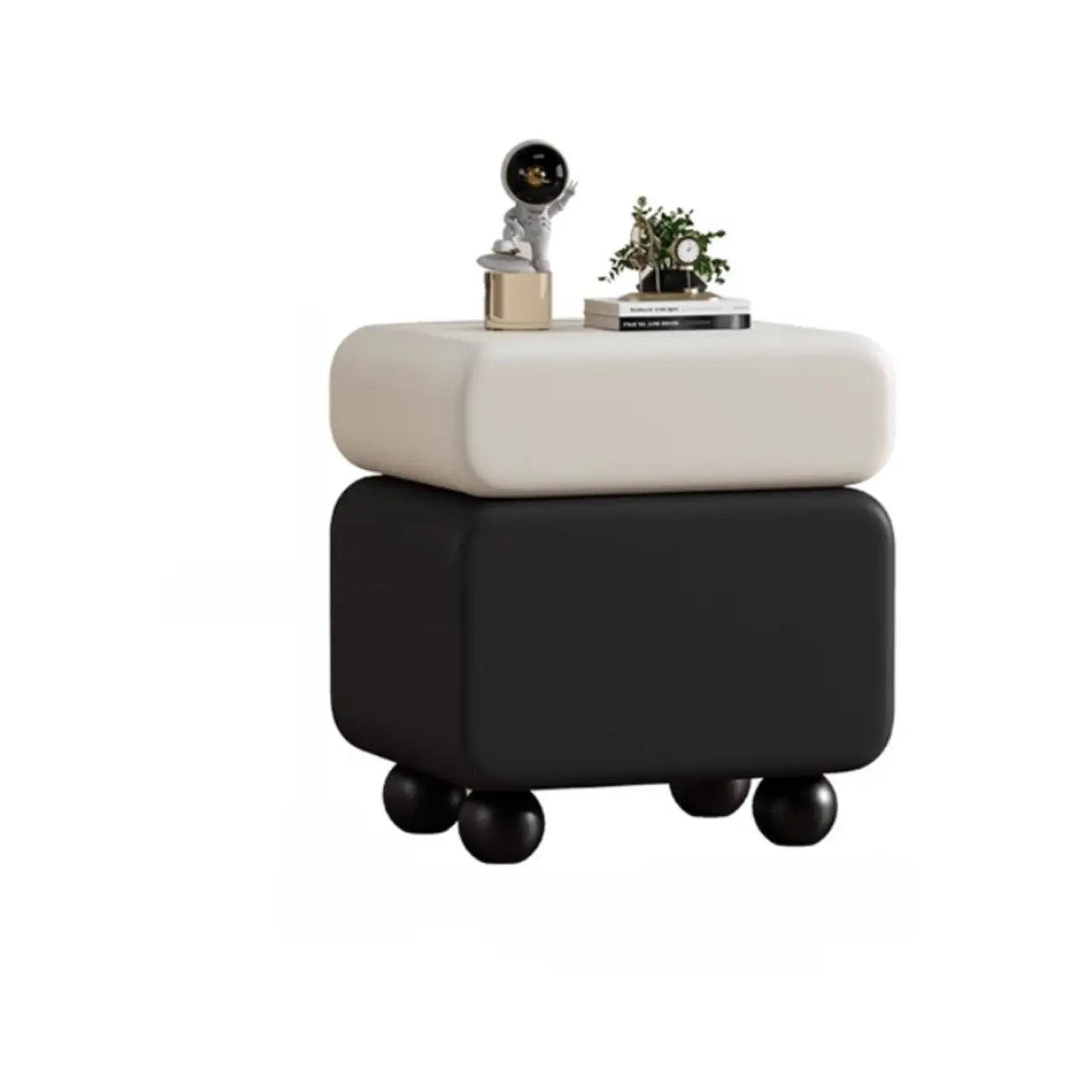 Sleek Black & White Two Drawers Bedside Nightstand