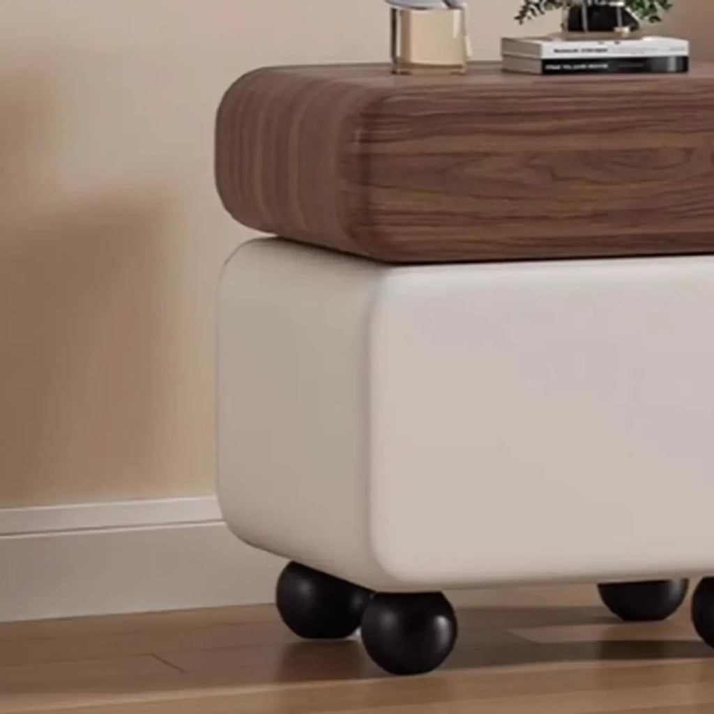 Sleek Black & White Two Drawers Bedside Nightstand