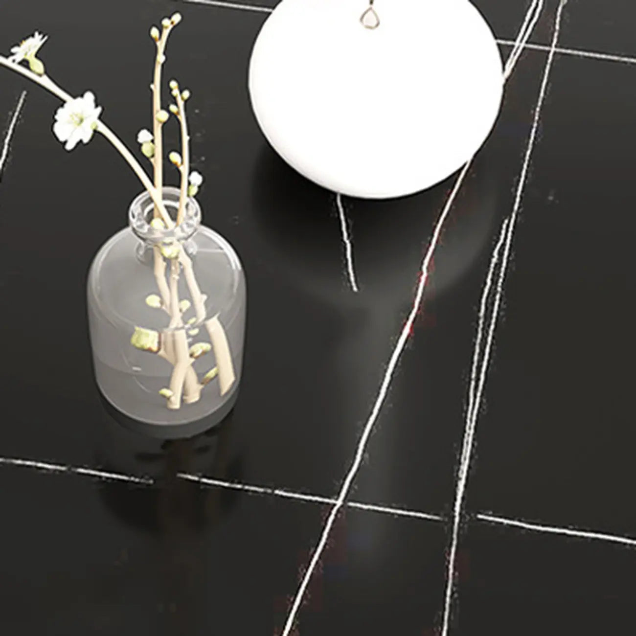 Black Oval 3-Tier Wood Storage Side Table with Metal Legs