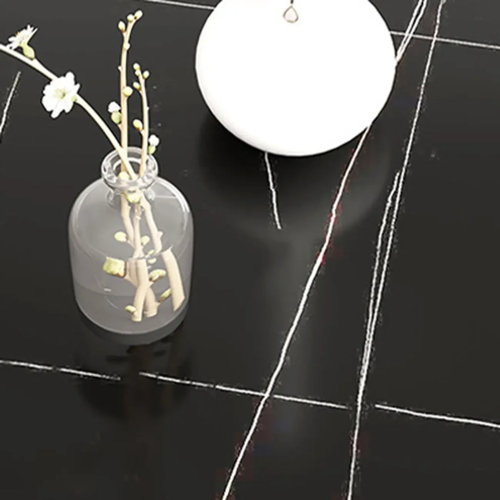 Black Oval 3-Tier Wood Storage Side Table with Metal Legs