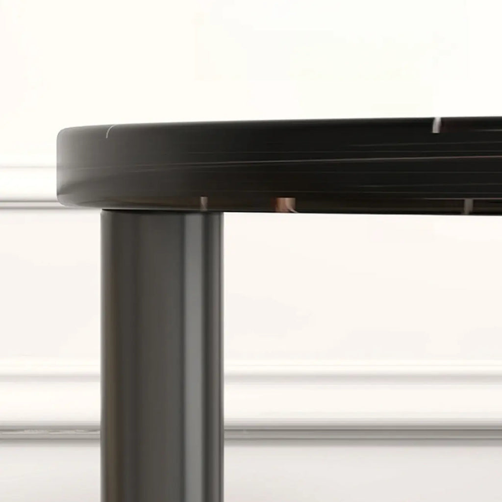 Black Oval 3-Tier Wood Storage Side Table with Metal Legs