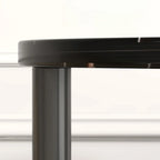 Black Oval 3-Tier Wood Storage Side Table with Metal Legs