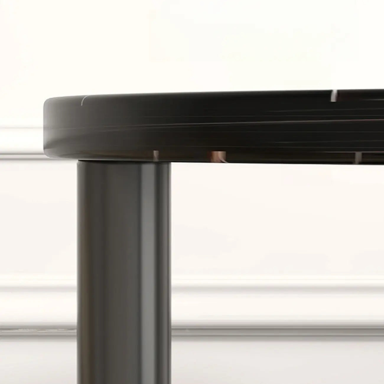 Black Oval 3-Tier Wood Storage Side Table with Metal Legs