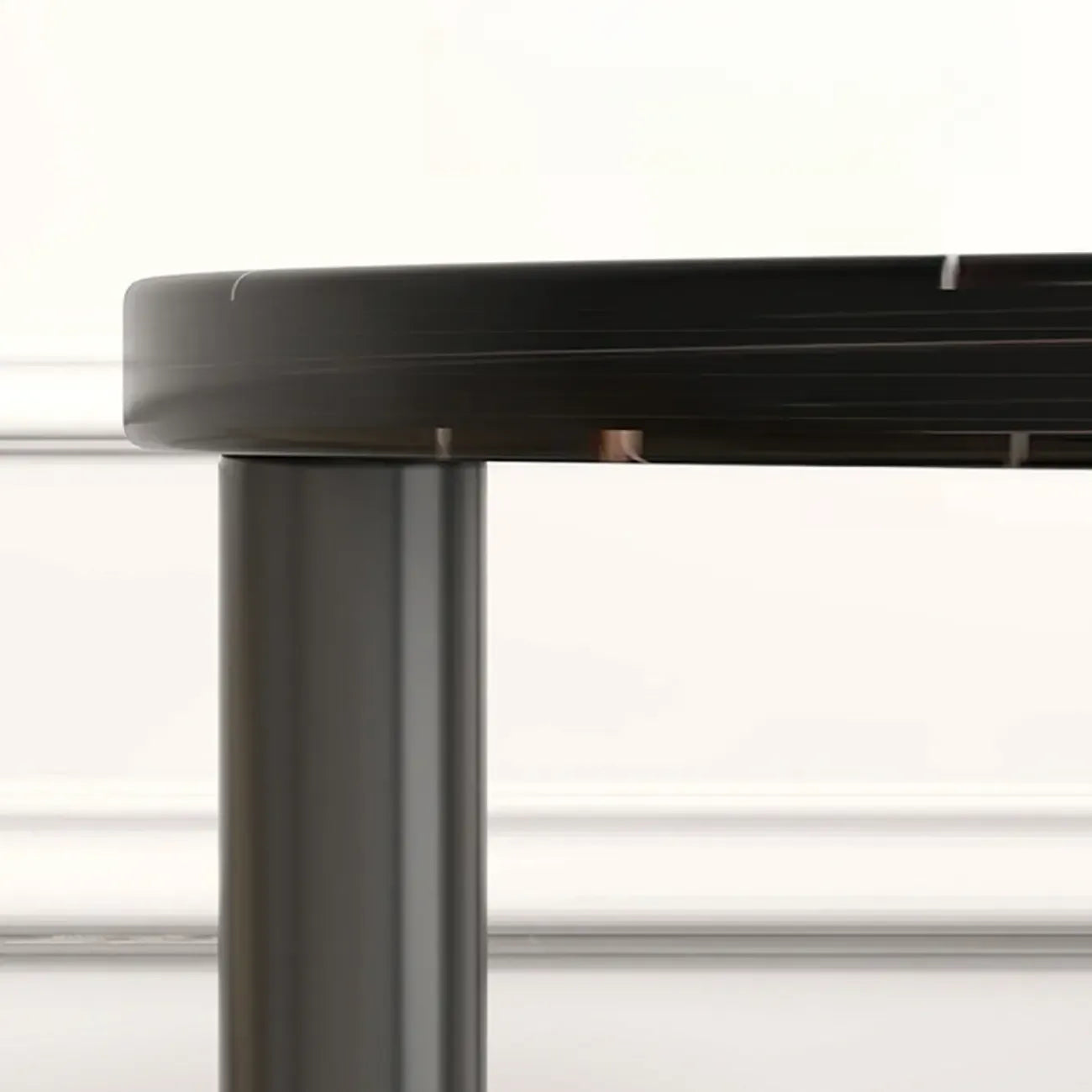 Black Oval 3-Tier Wood Storage Side Table with Metal Legs