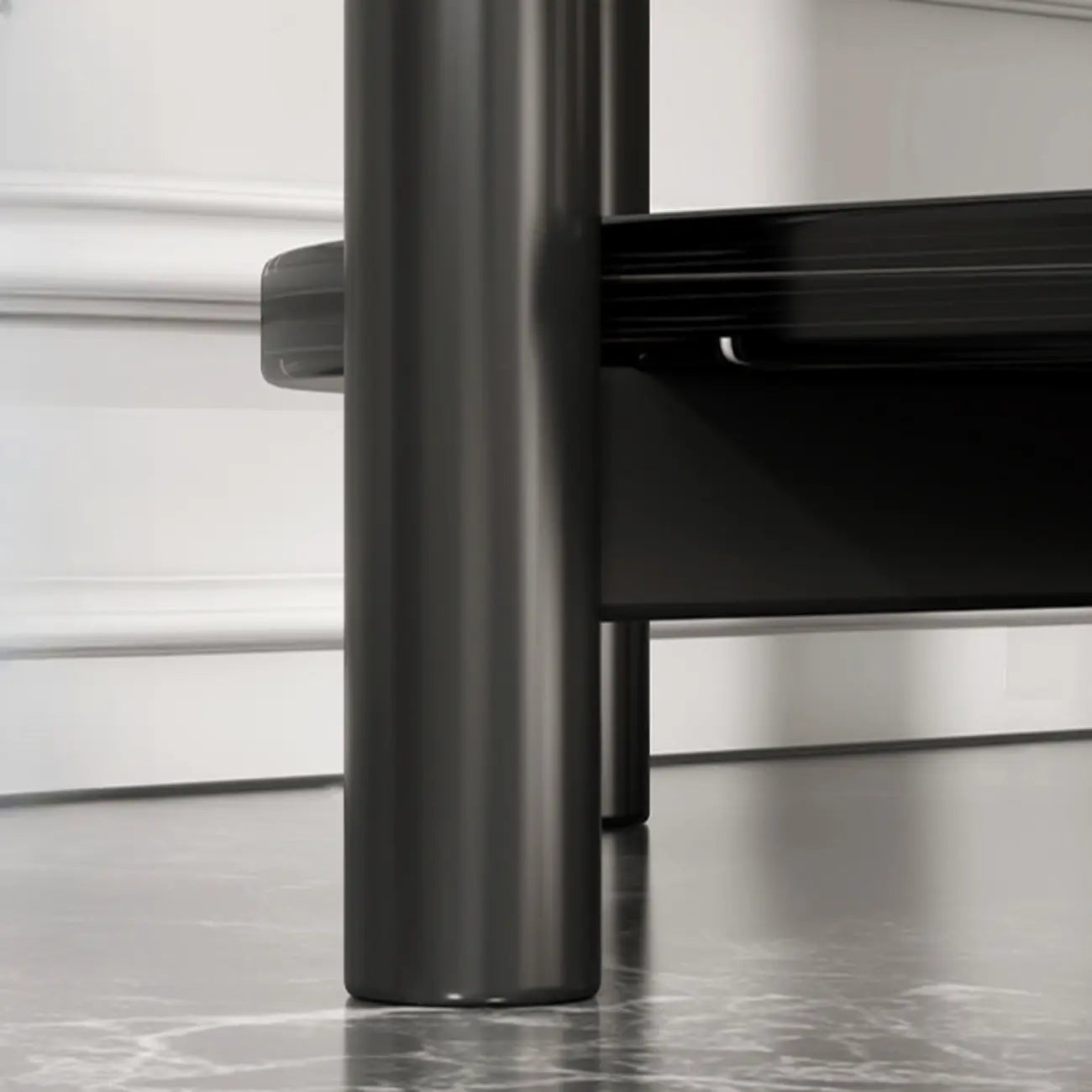 Black Oval 3-Tier Wood Storage Side Table with Metal Legs