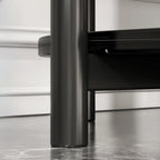 Black Oval 3-Tier Wood Storage Side Table with Metal Legs