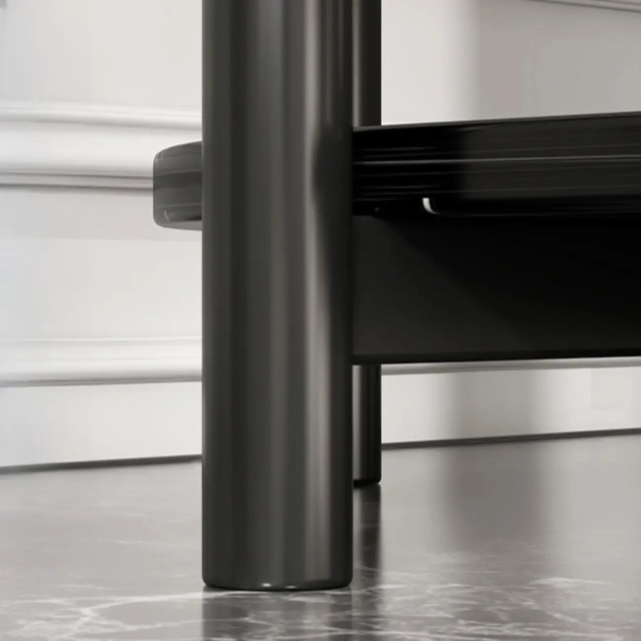 Black Oval 3-Tier Wood Storage Side Table with Metal Legs