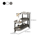 Black Oval 3-Tier Wood Storage Side Table with Metal Legs